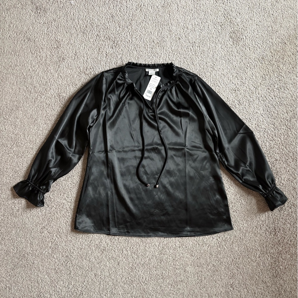 Elegant Black Satin Blouse